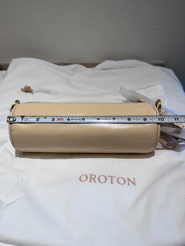 Oroton Honey Peach Leather Romy Barrel Bag — image 7 of 8